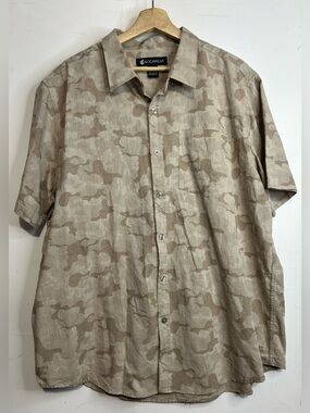Rocawear Beige Camouflage Button Front Shirt 3XL